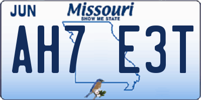 MO license plate AH7E3T
