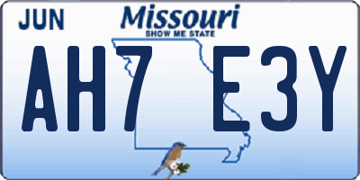 MO license plate AH7E3Y