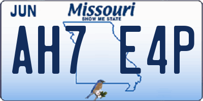MO license plate AH7E4P