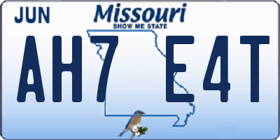 MO license plate AH7E4T