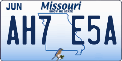 MO license plate AH7E5A