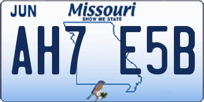 MO license plate AH7E5B
