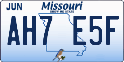 MO license plate AH7E5F