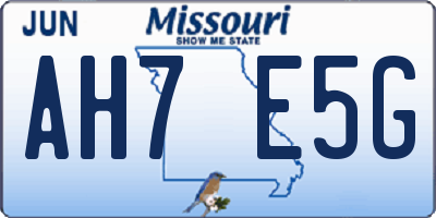 MO license plate AH7E5G