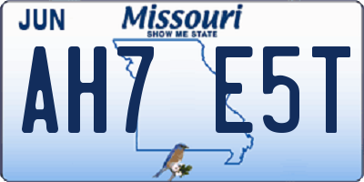 MO license plate AH7E5T
