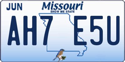 MO license plate AH7E5U