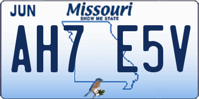 MO license plate AH7E5V
