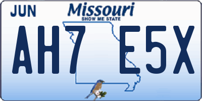 MO license plate AH7E5X