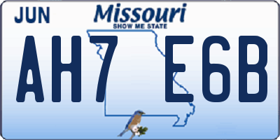 MO license plate AH7E6B