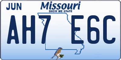MO license plate AH7E6C