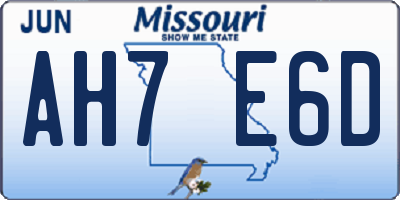 MO license plate AH7E6D