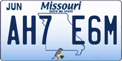 MO license plate AH7E6M