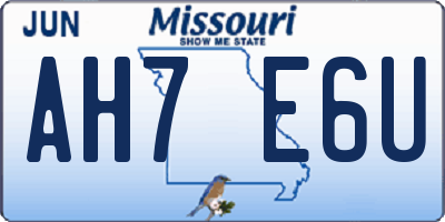 MO license plate AH7E6U