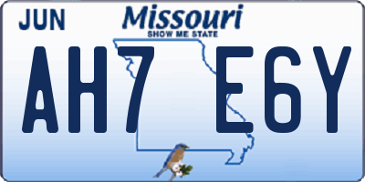 MO license plate AH7E6Y