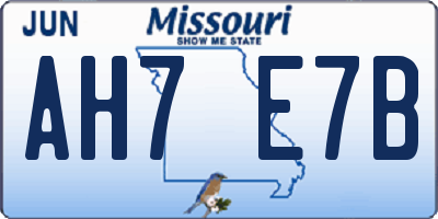 MO license plate AH7E7B
