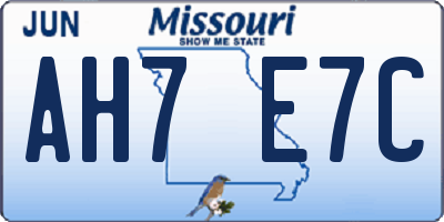 MO license plate AH7E7C