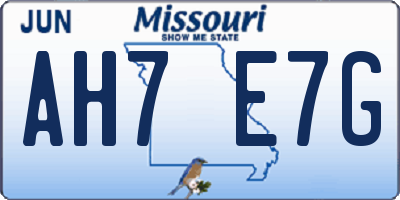 MO license plate AH7E7G
