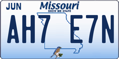 MO license plate AH7E7N
