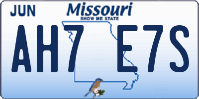 MO license plate AH7E7S