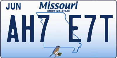 MO license plate AH7E7T