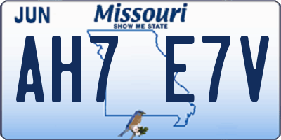 MO license plate AH7E7V