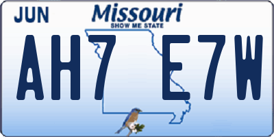 MO license plate AH7E7W