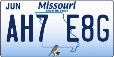 MO license plate AH7E8G