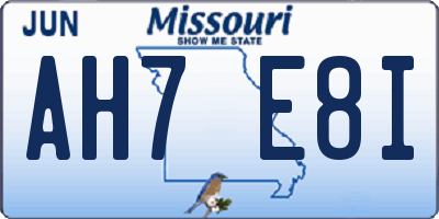 MO license plate AH7E8I