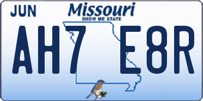 MO license plate AH7E8R