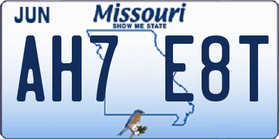 MO license plate AH7E8T