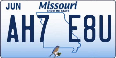 MO license plate AH7E8U