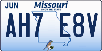 MO license plate AH7E8V