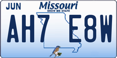 MO license plate AH7E8W