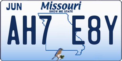 MO license plate AH7E8Y