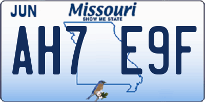 MO license plate AH7E9F