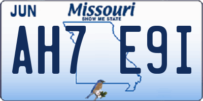MO license plate AH7E9I
