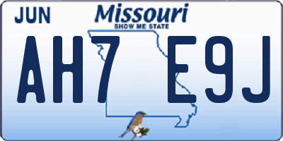MO license plate AH7E9J