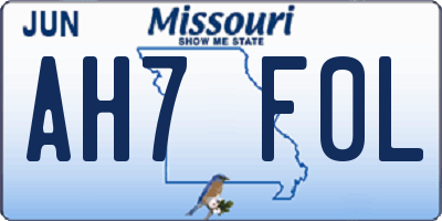 MO license plate AH7F0L