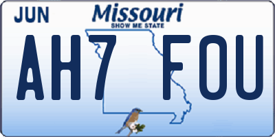 MO license plate AH7F0U