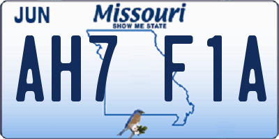 MO license plate AH7F1A