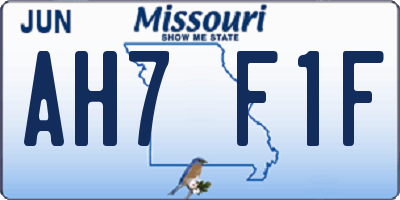 MO license plate AH7F1F