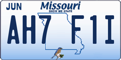MO license plate AH7F1I