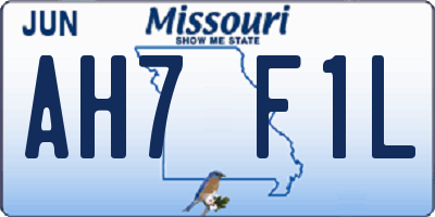 MO license plate AH7F1L