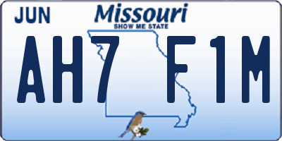 MO license plate AH7F1M