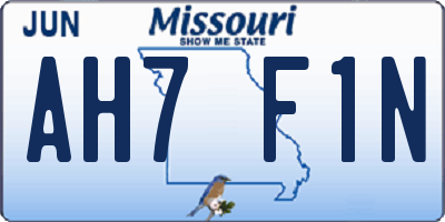 MO license plate AH7F1N