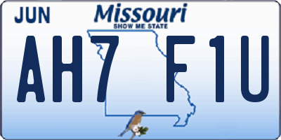 MO license plate AH7F1U