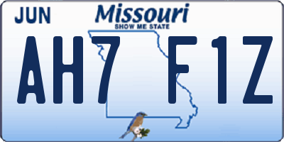 MO license plate AH7F1Z