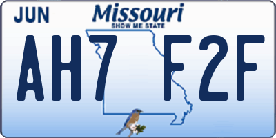MO license plate AH7F2F