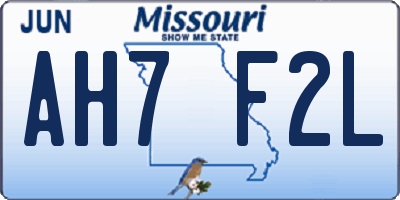 MO license plate AH7F2L