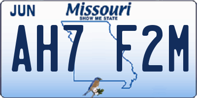 MO license plate AH7F2M